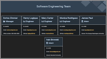 Software Engineering Team Generator Application UI